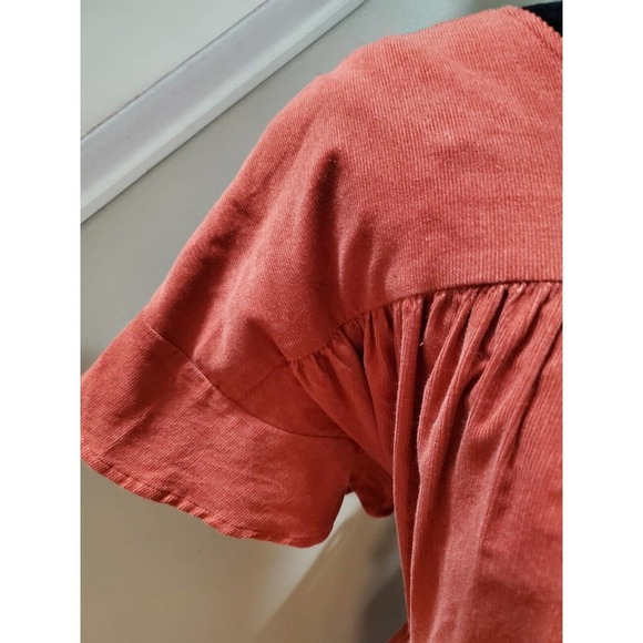 Very J Women Red Cotton Round Neck Short Sleeve Casual Knee Length Dress Small - Picture 3 of 15